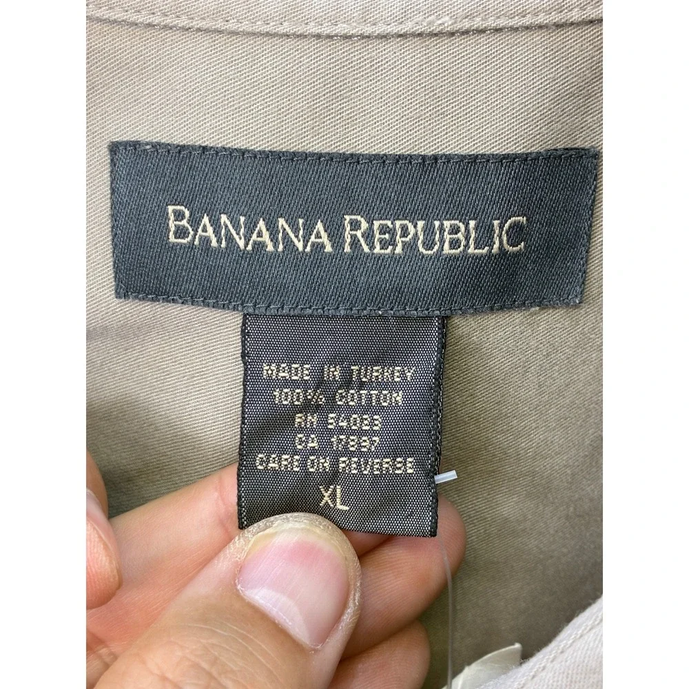 Banana Republic Button Down Shirt Mens XL Tan Long Sleeve Cotton Casual NWT